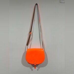 The Cambridge Satchel Company Neon Orange Shoulder Bag Buckle Accent Monogrammed